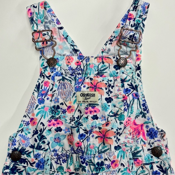 Oshkosh B’gosh Floral Flowers 3T Overalls Girls Multicolored - Picture 1 of 12